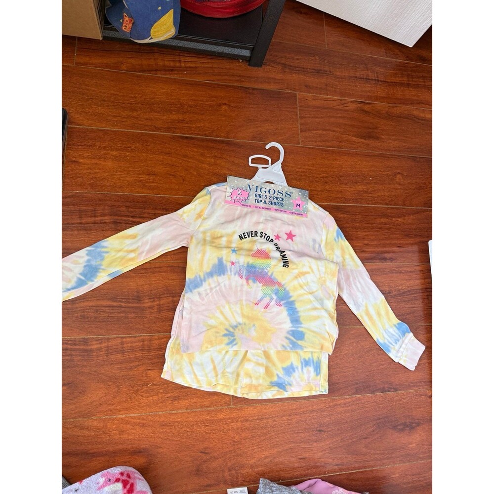 VIGOSS Girls Tie-Dye Graphic Tee & Shorts Set M